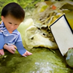 generated: a girl examining an ammonite fossil #0